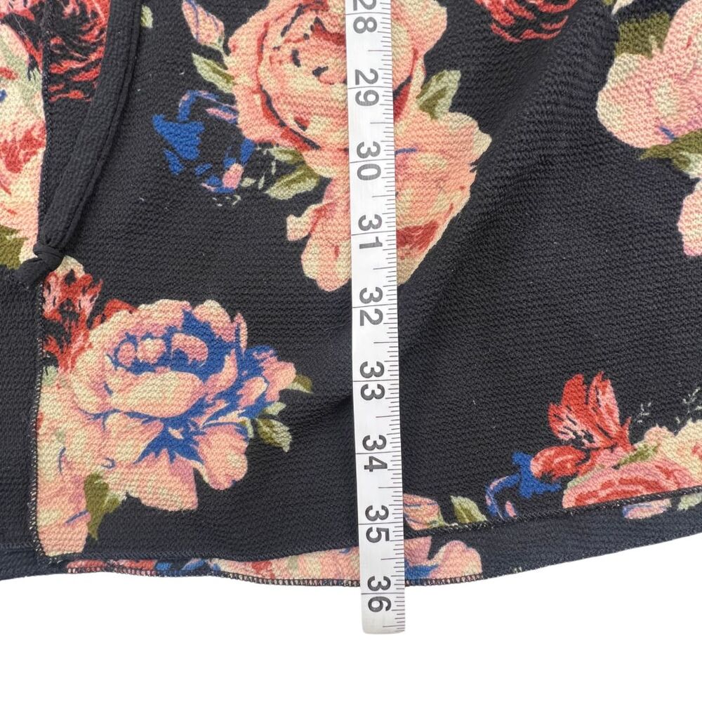 Rue + Cardigan 2X Black Floral Topper Tie Waist Kimono Romantic Flowy Duster - Picture 5 of 10